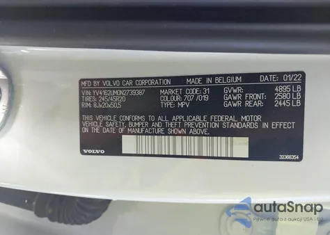 2022 Volvo Xc40 T5 R-Design из США, поврежденный, VIN YV4162UM0N2739387